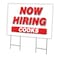 Signmission Now Hiring Cooks Yard Sign & Stake outdoor plastic coroplast window, C-2436-DS-COOKS C-2436-DS-COOKS - alternate 1